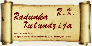 Radunka Kulundžija vizit kartica